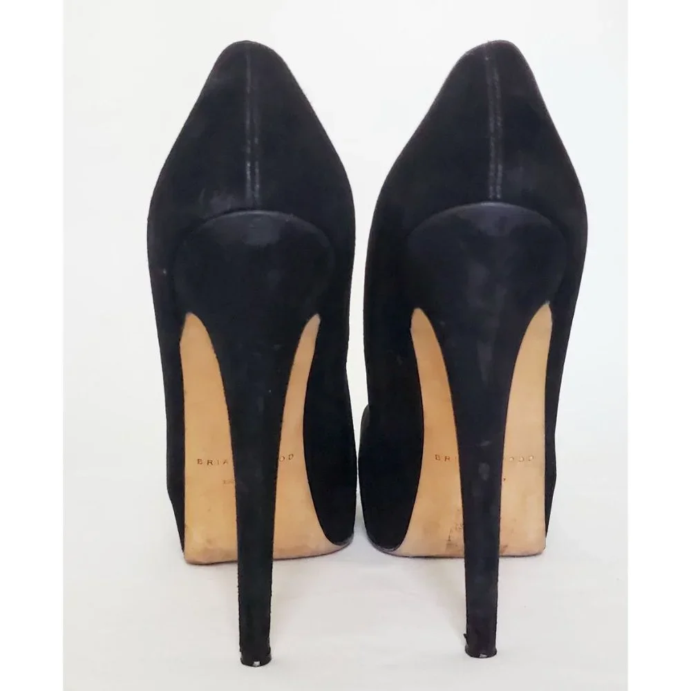 Brain Atwood Womens Black Suede High Heels Pumps Platforms 38/ US 7